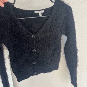 Papaya Black Fuzzy Women's Sweater